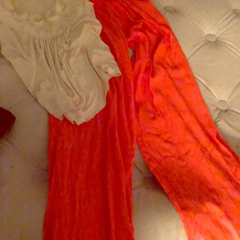 Anthropologie Orange wide leg pants